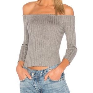 rag and bone Ribbed Off Shoulder Shirt White Small